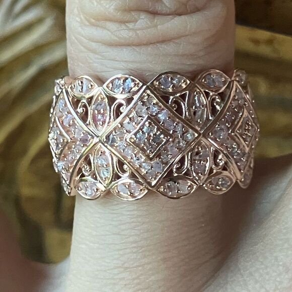 Natural Pink Diamond Sterling Silver Ring Size 6 - Picture 1 of 9